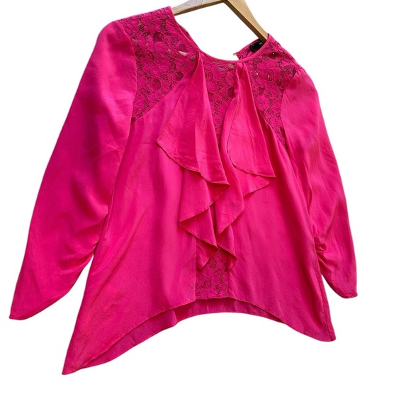 BCBG XS silk blouse Elegant Pink Lace Women's Top GUC - Picture 1 of 16